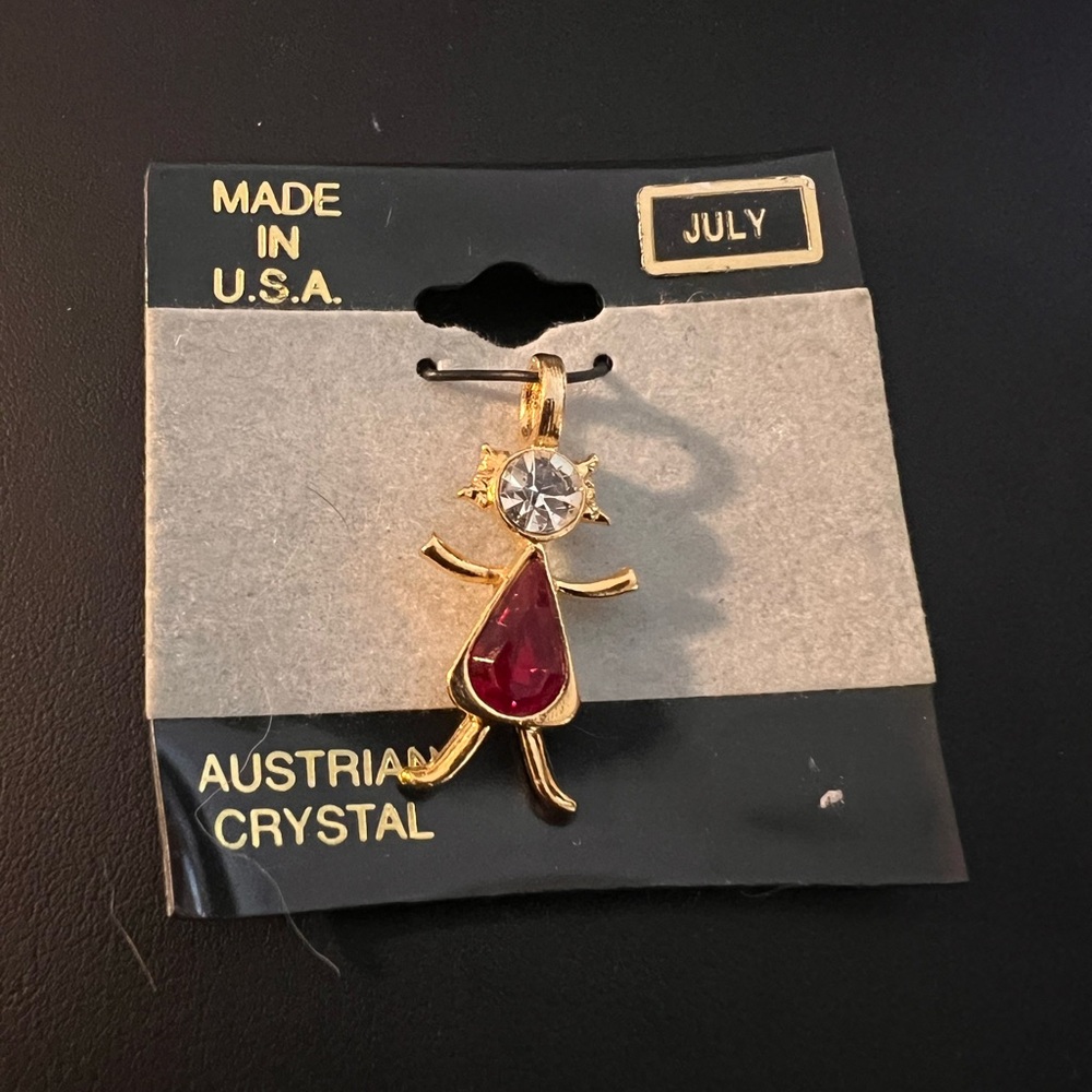 1997 JULY Birthstone Plainville Stock Co Gold Finish Austrian Crystals Girl
